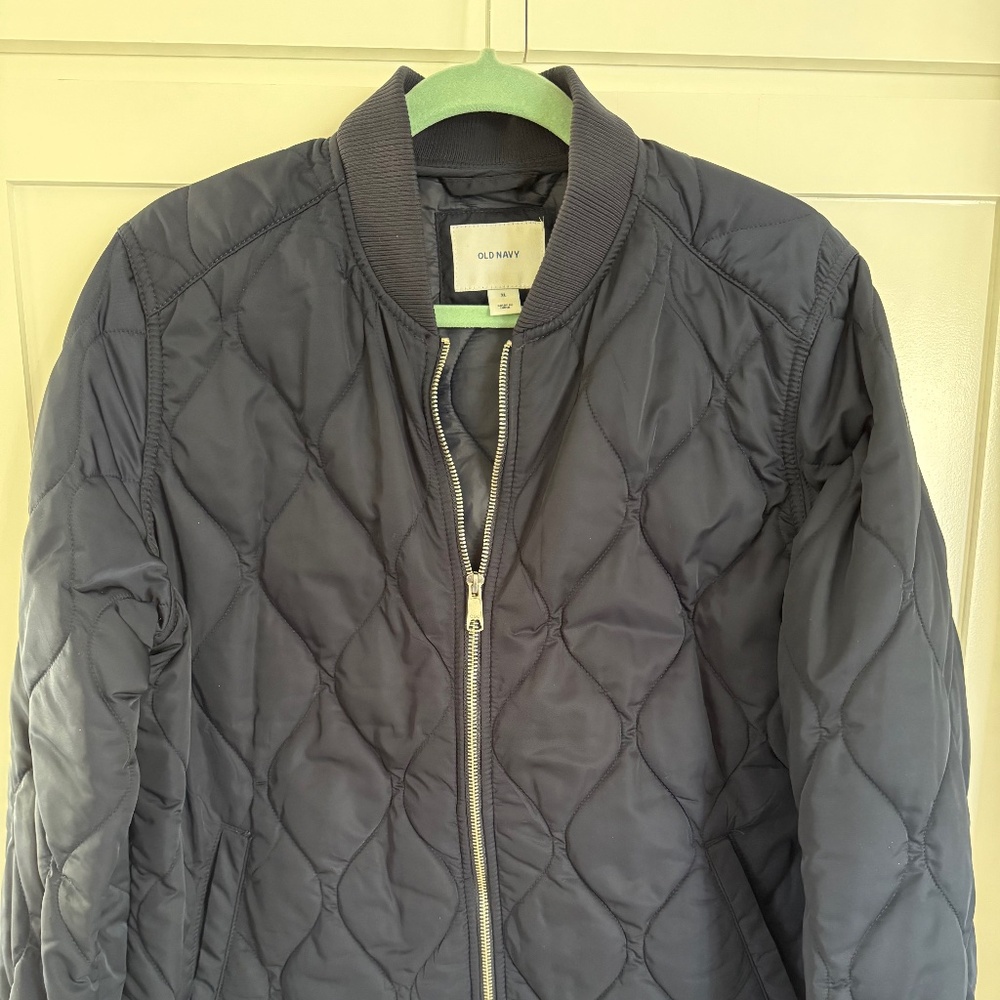 OLD NAVY WOMENS QUILTED NAVY BLUE ZIP JACKET SIZE XL
